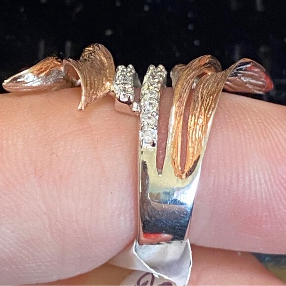 Wrap Ring Size 6.5 CZ or Glass Sterling Silver 925 Women Semi-Precious Stone - Picture 5 of 10